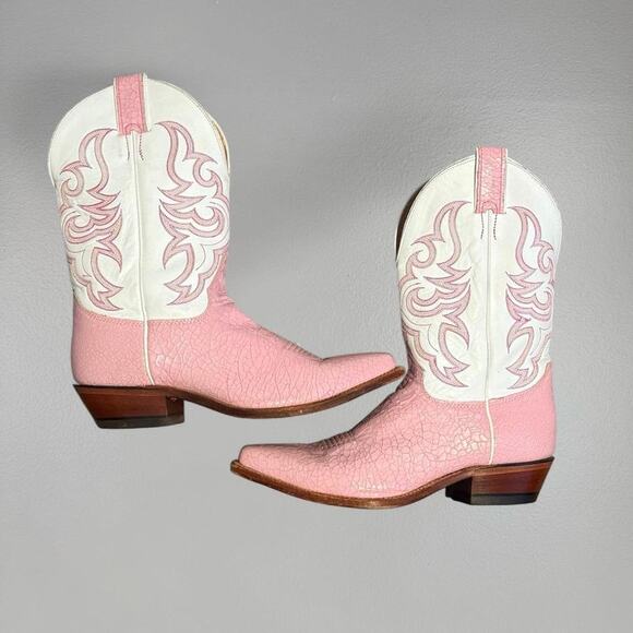 Vtg leather pink and white wester cowboy boots - 9.5 - Picture 4 of 6